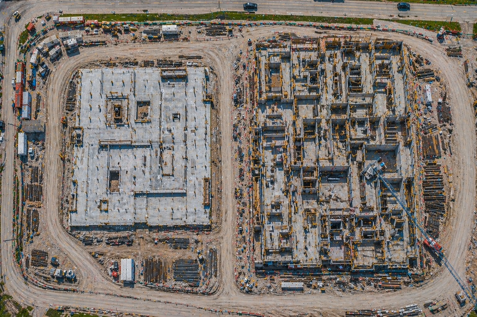 Aerial orthomosaic of active construction site for Monthly Site Intelligence